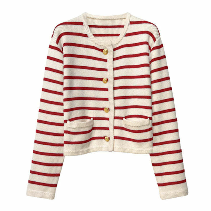 Y2K Fashion Striped Cardigan: 2000s Style Essential for Trendy Looks