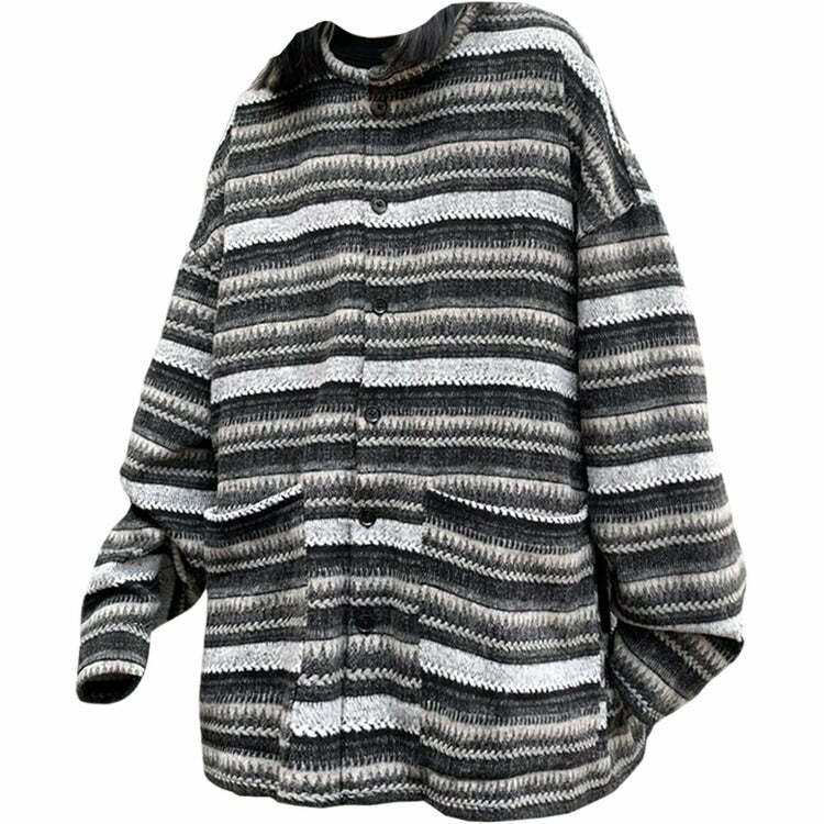 Y2K Fashion Striped Cardigan Sweater - Retro 2000s Style Knitwear