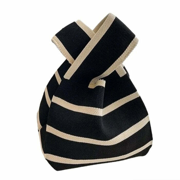 Y2K Fashion Striped Mini Crochet Bag - Trendy 2000s Style Accessory