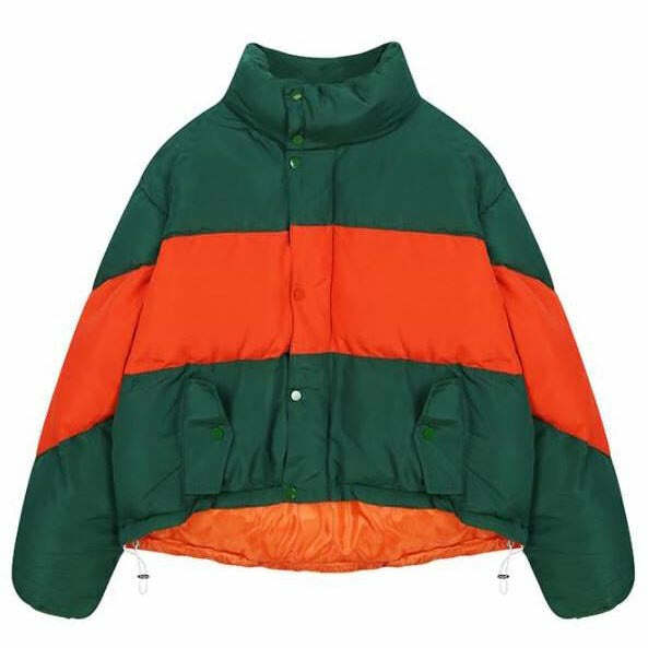 Y2K Fashion Striped Padded Jacket - Trendy 2000s Style Outerwear