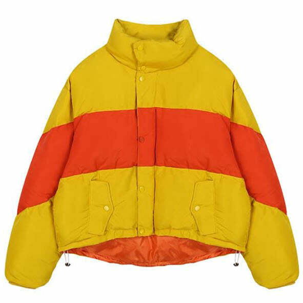 Y2K Fashion Striped Padded Jacket - Trendy 2000s Style Outerwear