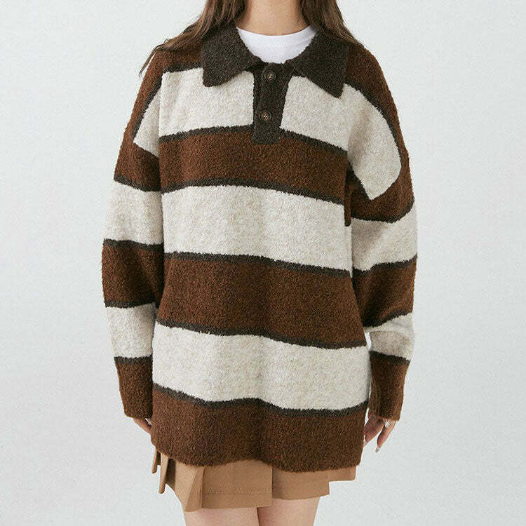 Y2K Fashion Striped Pullover - Trendy 2000s Style for Effortless Looks