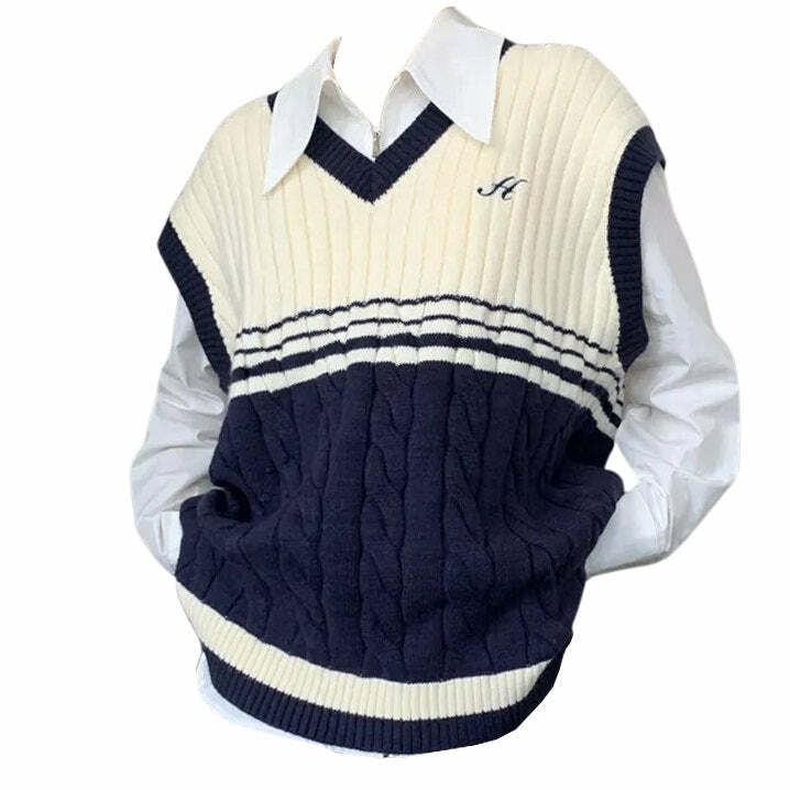 Y2K Fashion Striped Vest - 2000s Style Yacht Club Aesthetic Top