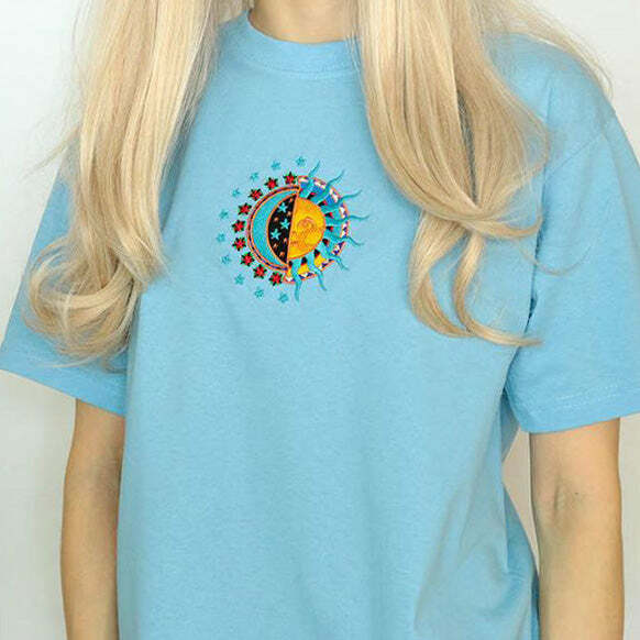 Y2K Fashion Sun & Moon T-Shirt - Trendy 2000s Style Graphic Tee