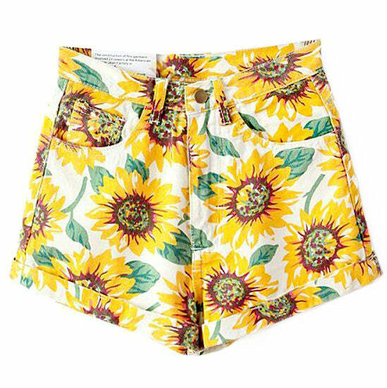 Y2K Fashion Sunflower Shorts: Trendy 2000s Style for Effortless Vibes