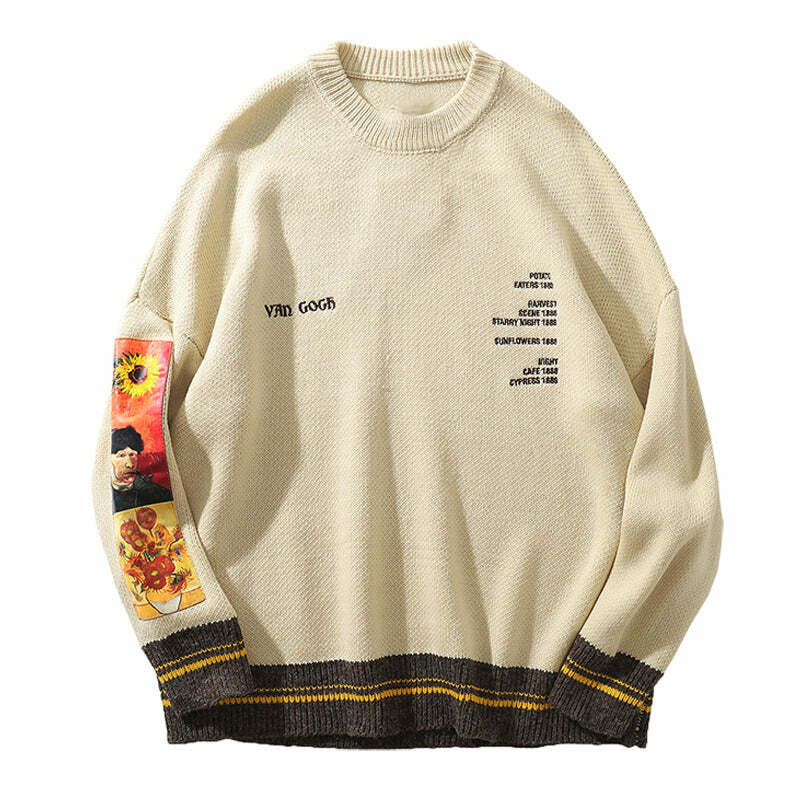 Y2K Fashion Van Gogh Jumper: Trendy 2000s Style for Unique Outfits