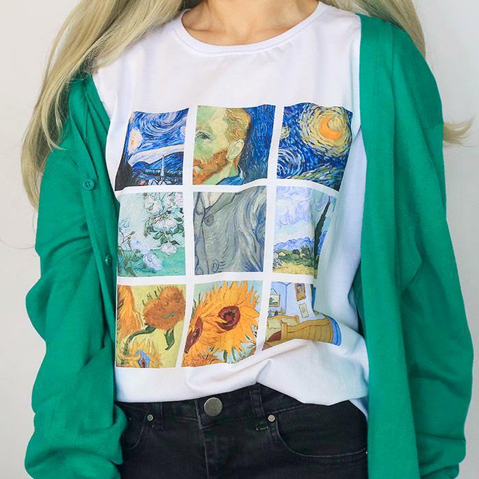 Y2K Fashion Van Gogh Tee: Trendy 2000s Style Graphic Top