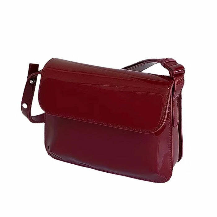 Y2K Fashion Vintage Red Lacquered Bag - 2000s Style Statement Piece