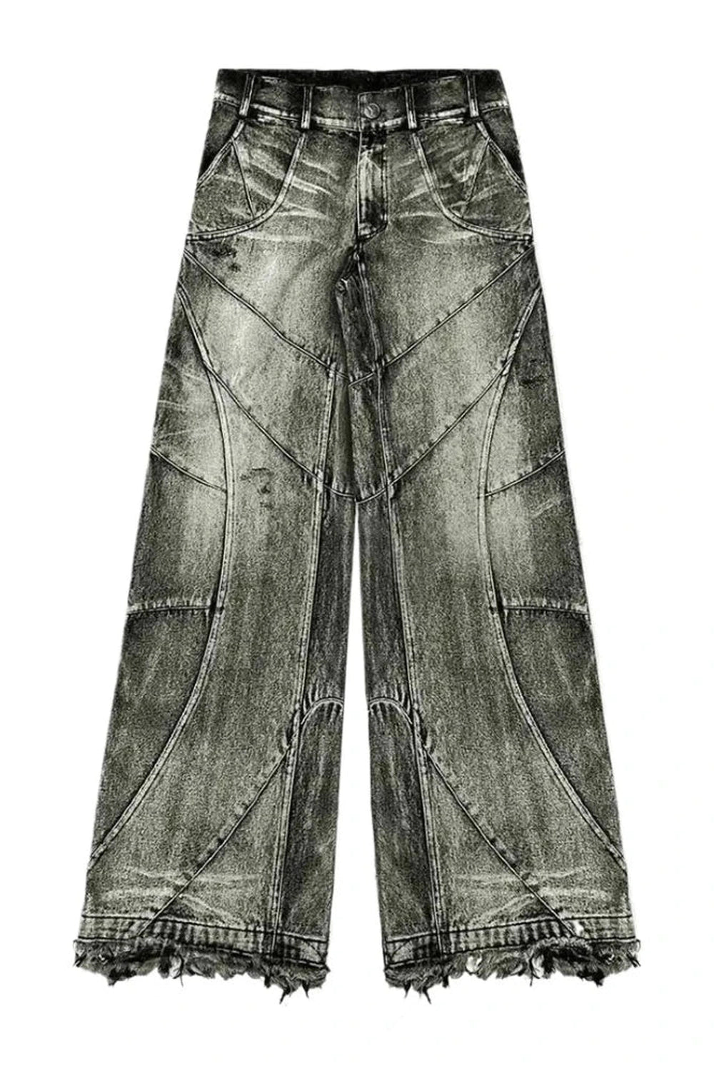 Y2K Fashion Vintage Washed Patchwork Jeans - Retro 2000s Style