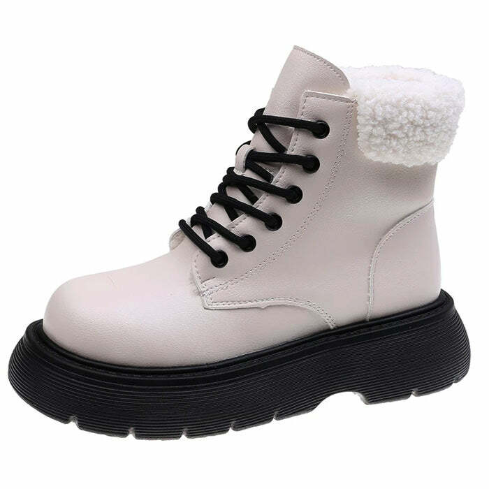 Y2K Fashion Warm Sheepskin Ankle Boots - Trendy 2000s Style Footwear