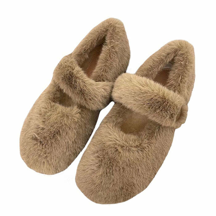 Y2K Fashion Warm Sheepskin Ballet Flats - Trendy 2000s Style Footwear