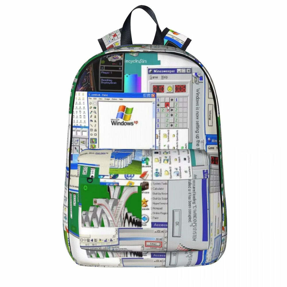 Y2K Fashion Windows XP Aesthetic Backpack - Retro 2000s Style Bag