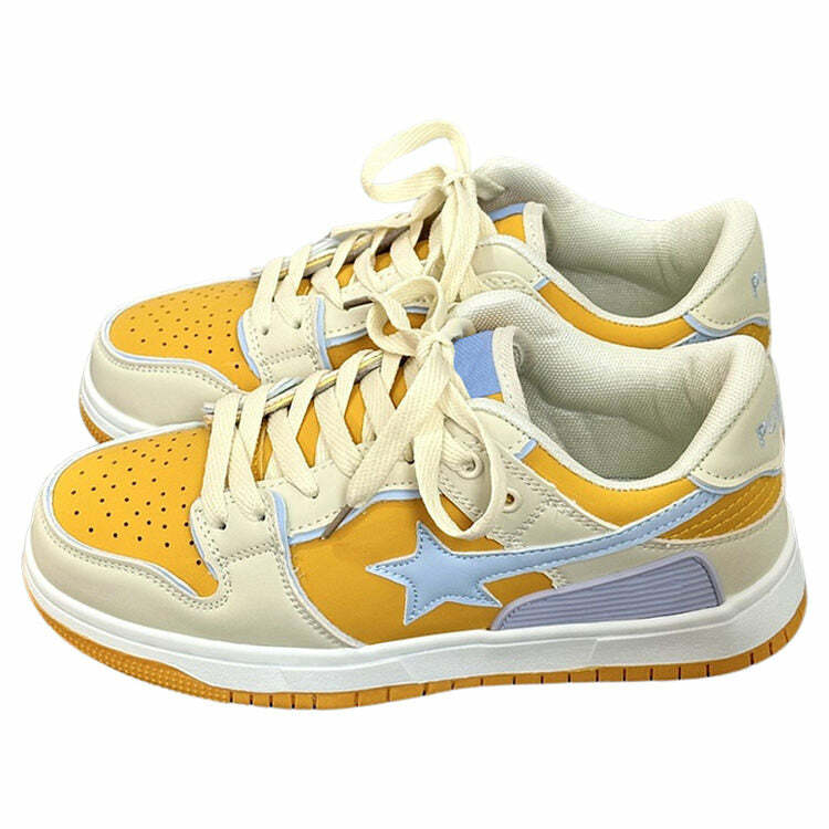 Y2K Fashion Yellow Star Aesthetic Sneakers for Trendy Outfits