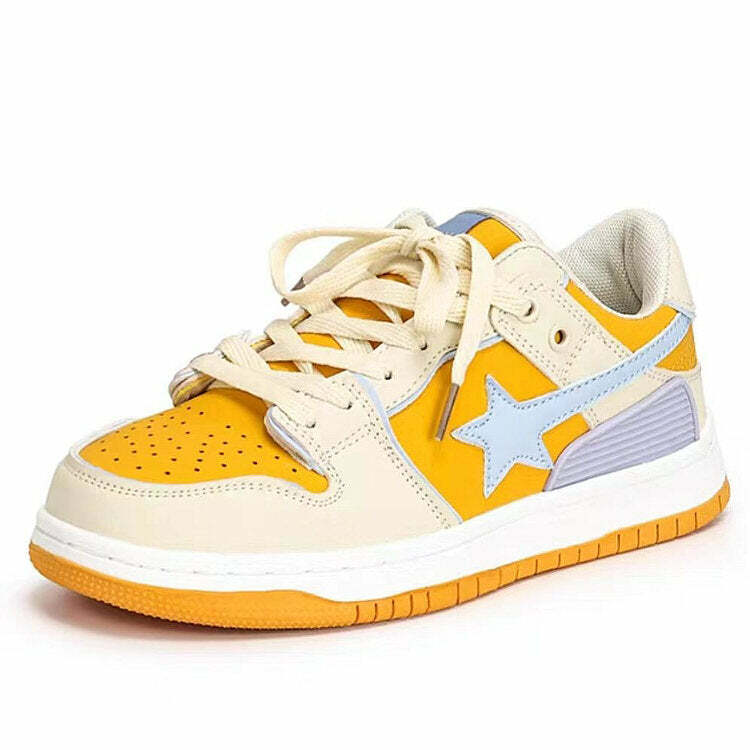 Y2K Fashion Yellow Star Aesthetic Sneakers for Trendy Outfits