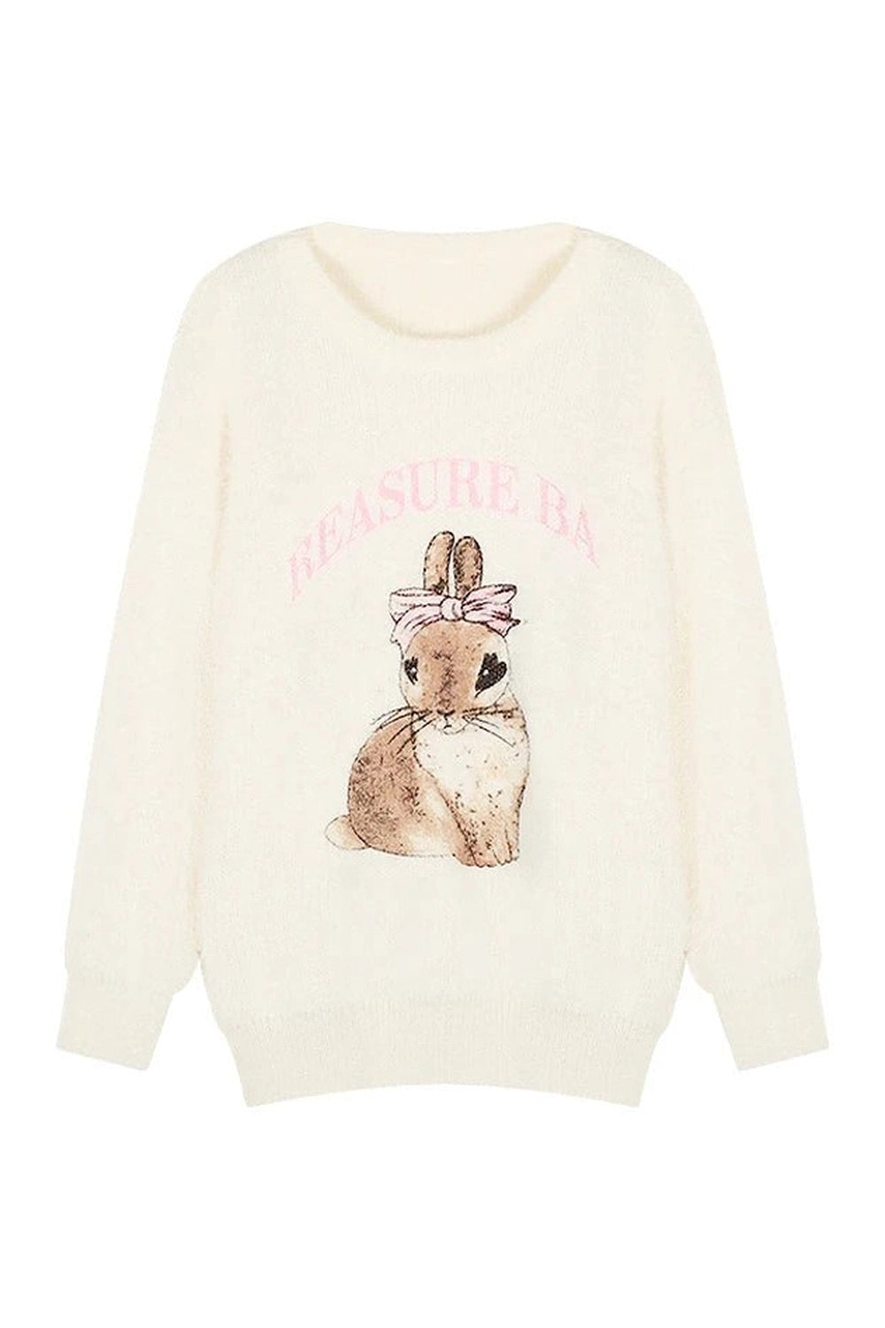 Y2K Fuzzy Bunny Sweetheart Sweater - Cute 2000s Fashion Top