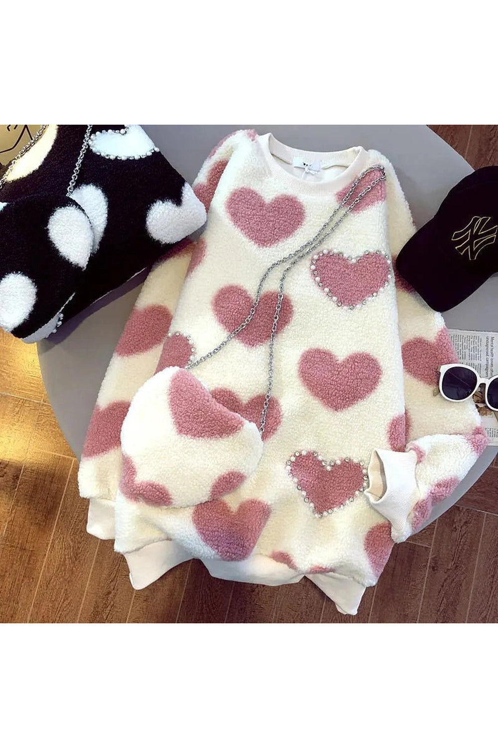 Y2K Fuzzy Heartfelt Love Sweater - Cozy 2000s Style Knitwear