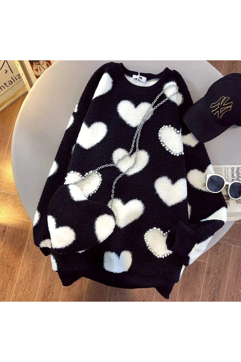 Y2K Fuzzy Heartfelt Love Sweater - Cozy 2000s Style Knitwear