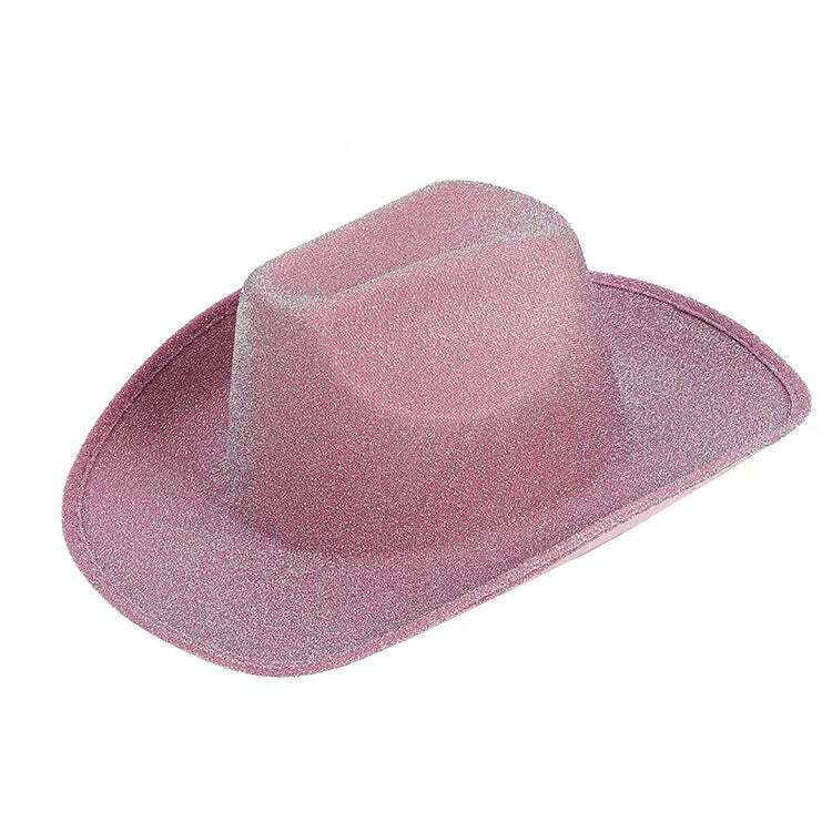 Y2K Glitter Cowgirl Hat: Trendy 2000s Fashion Accessory for Y2K Aesthetic