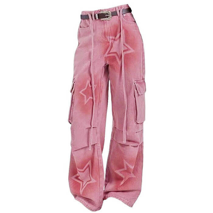 Y2K Graffiti Star Jeans: Trendy 2000s Fashion for a Bold Look