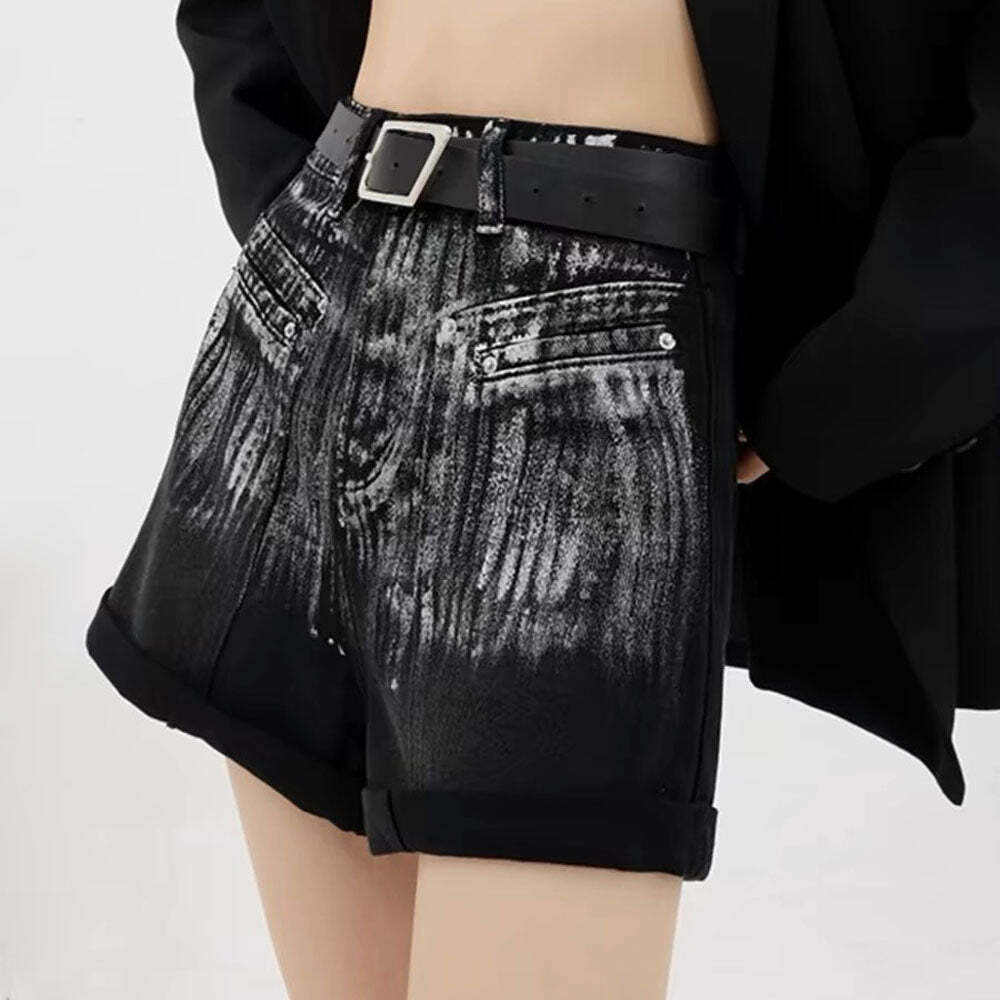 Y2K Grunge Aesthetic Denim Shorts - Vintage 2000s Style Fashion