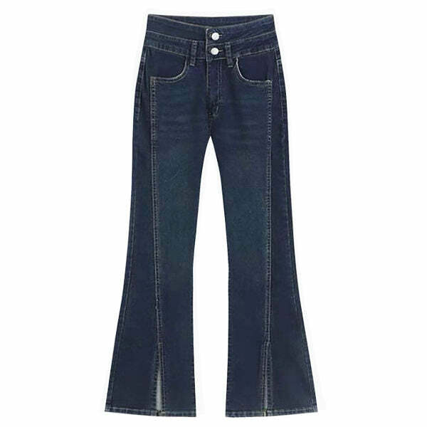 Y2K Grunge Aesthetic Flare Jeans - Retro 2000s Fashion Statement