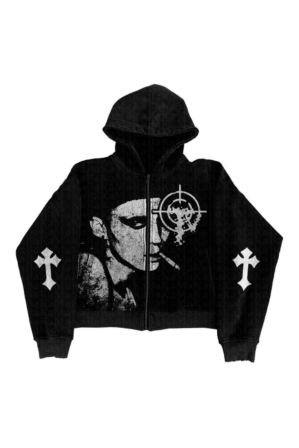 Y2K Grunge Noir Graphic Hoodie - Retro 2000s Fashion Statement Piece