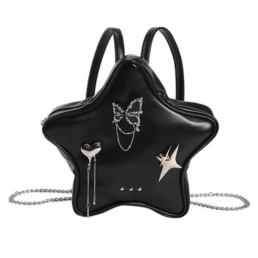 Y2K Grunge Star-Shaped Mini Backpack - Trendy 2000s Fashion Essential