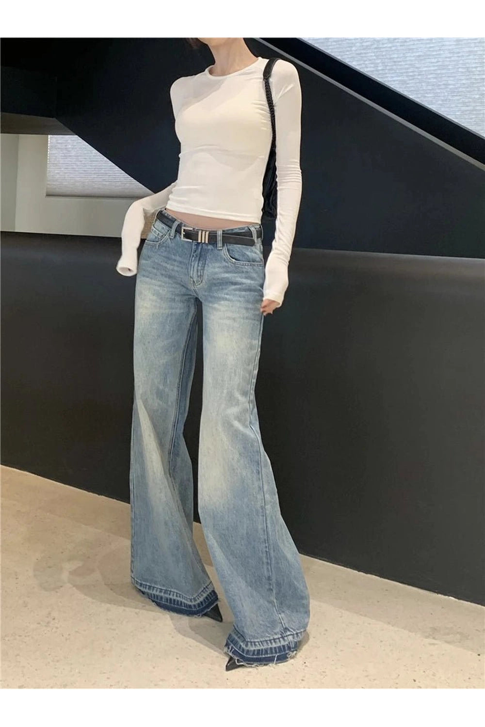 Y2K High-Waisted Wide-Leg Jeans - Retro 2000s Fashion Statement