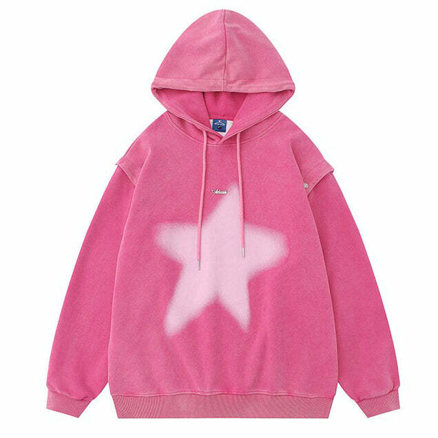 Y2K Hoodie with Graffiti Star Print - Trendy 2000s Style Fashion