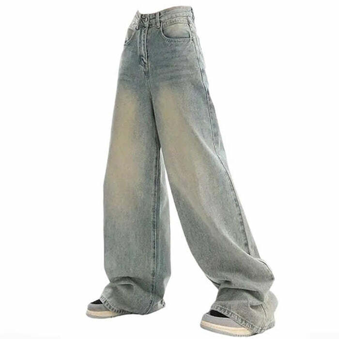 Y2K Light Wash Baggy Jeans - Retro 2000s Fashion Essential for Women