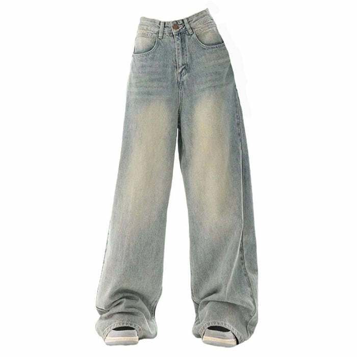 Y2K Light Wash Baggy Jeans - Retro 2000s Fashion Essential for Women