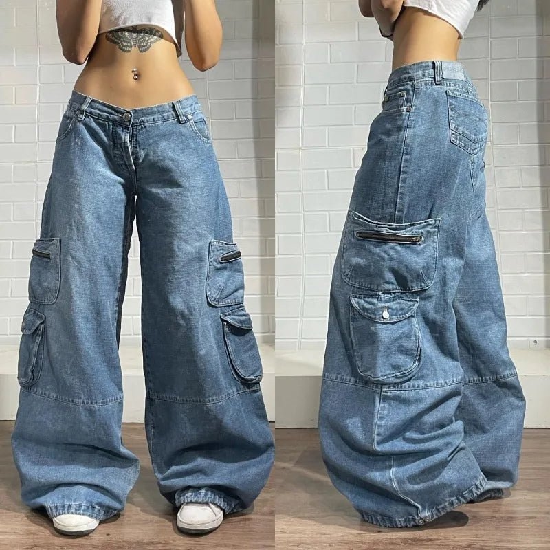 Y2K Oversized Pocket Jeans: Trendy 2000s Fashion for Effortless Style