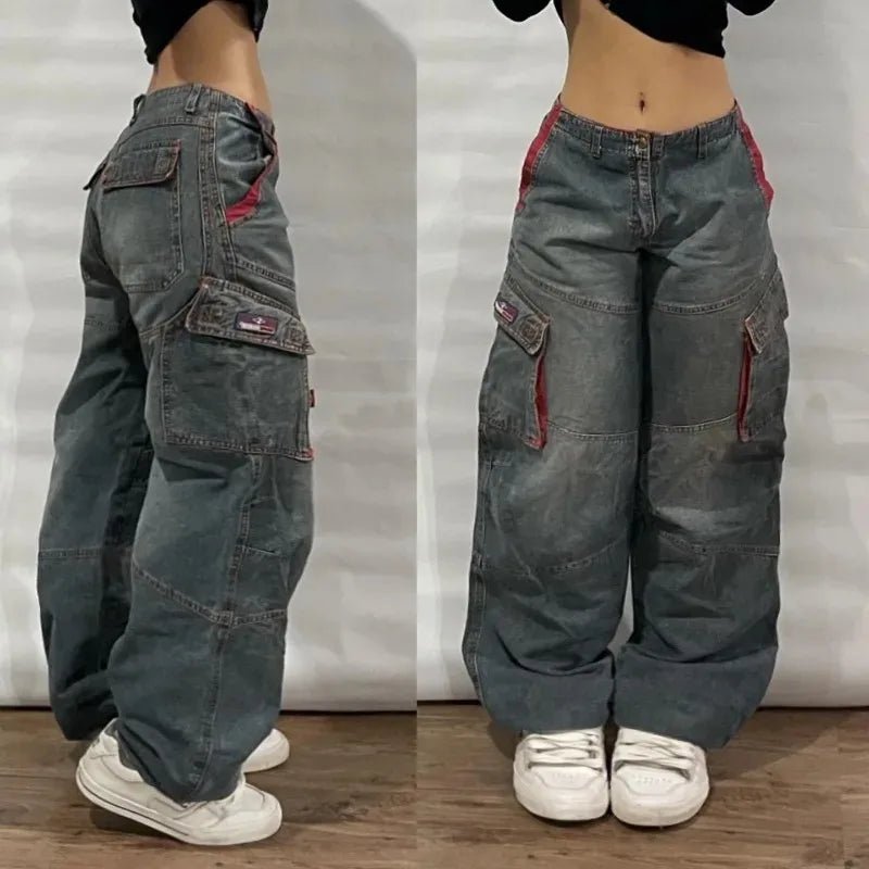 Y2K Oversized Pocket Jeans: Trendy 2000s Fashion for Effortless Style