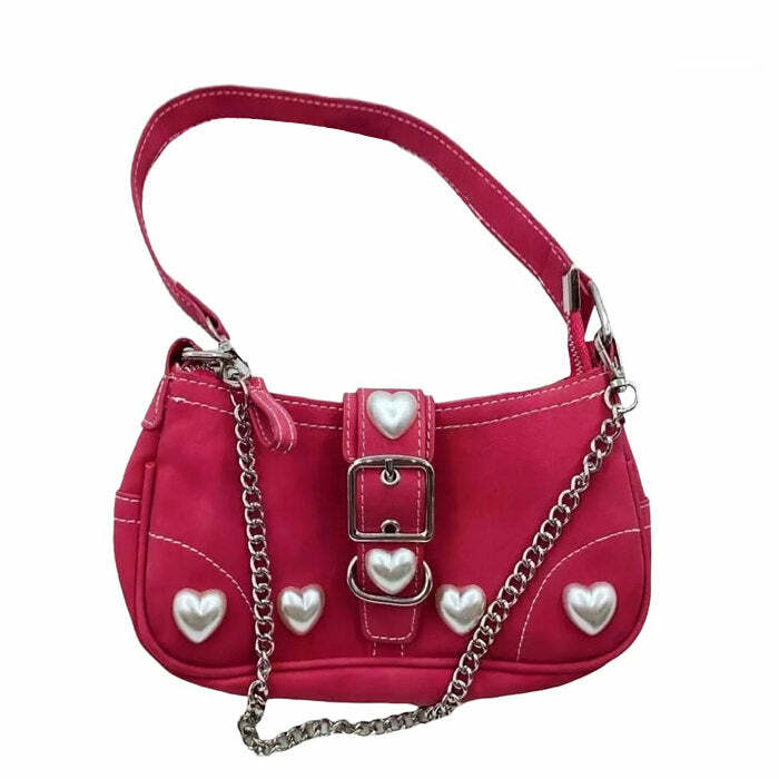 Y2K Pearl Heart Bag: Trendy 2000s Fashion Accessory for Y2K Aesthetic