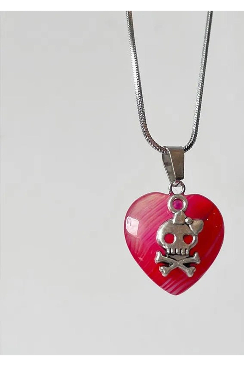 Y2K Punk Skull Heart Pendant Necklace - 2000s Fashion Aesthetic Jewelry