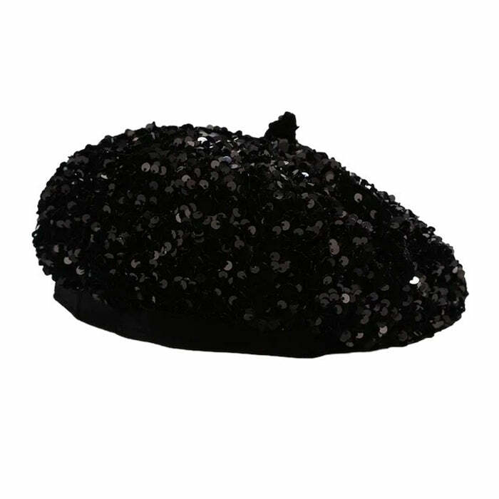 Y2K Sequin Beret Hat - Trendy 2000s Fashion Accessory for Y2K Aesthetic