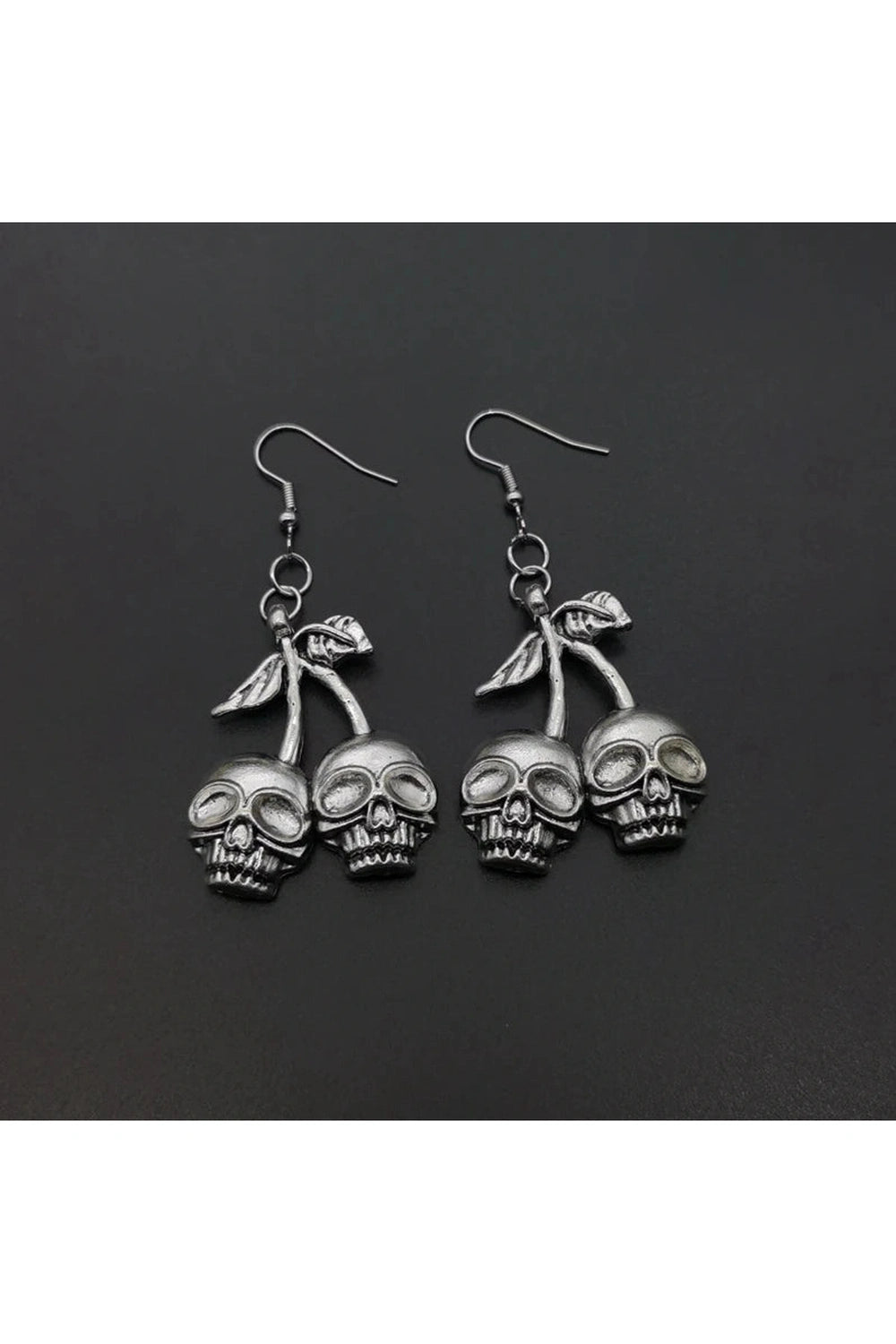 Y2K Skull Cherry Drop Earrings - Trendy 2000s Aesthetic Jewelry