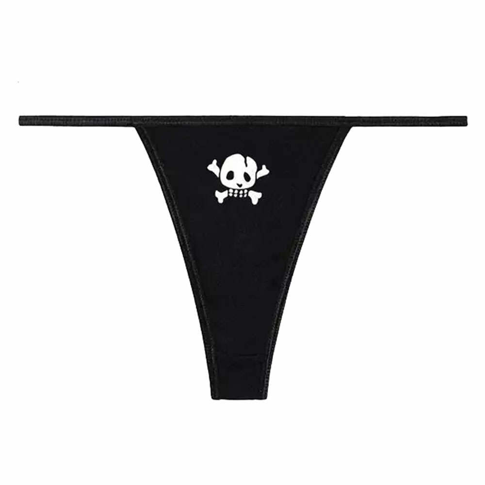 Y2K Skull Thong Panty - Trendy 2000s Fashion for Bold Y2K Aesthetic