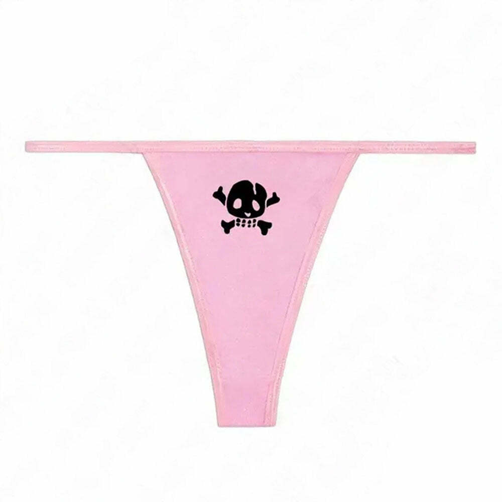 Y2K Skull Thong Panty - Trendy 2000s Fashion for Bold Y2K Aesthetic