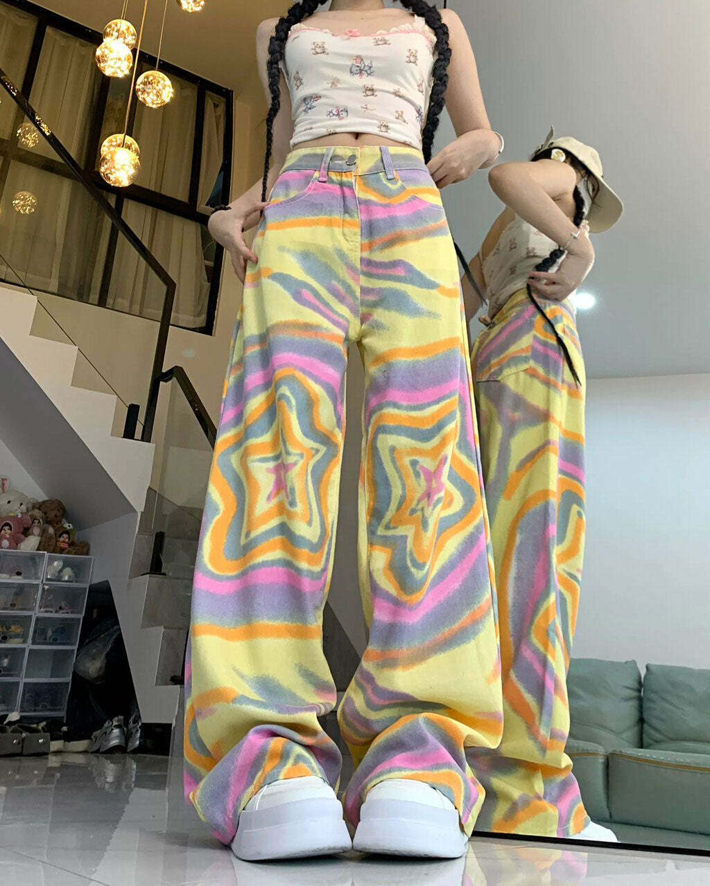 Y2K Star Print Trousers: Trendy 2000s Fashion for a Retro Aesthetic