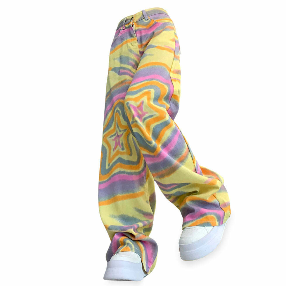 Y2K Star Print Trousers: Trendy 2000s Fashion for a Retro Aesthetic