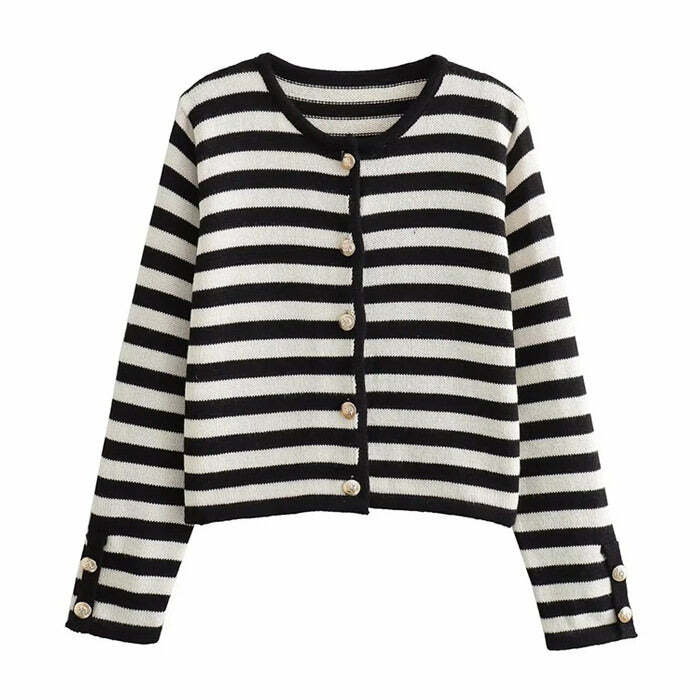 Y2K Striped Cardigan: Vintage 2000s Fashion Essential for Trendy Outfits