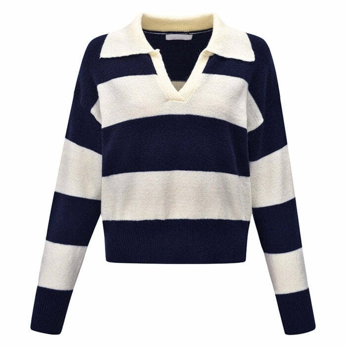 Y2K Striped Pullover: Vintage 2000s Fashion Essential for Trendy Looks