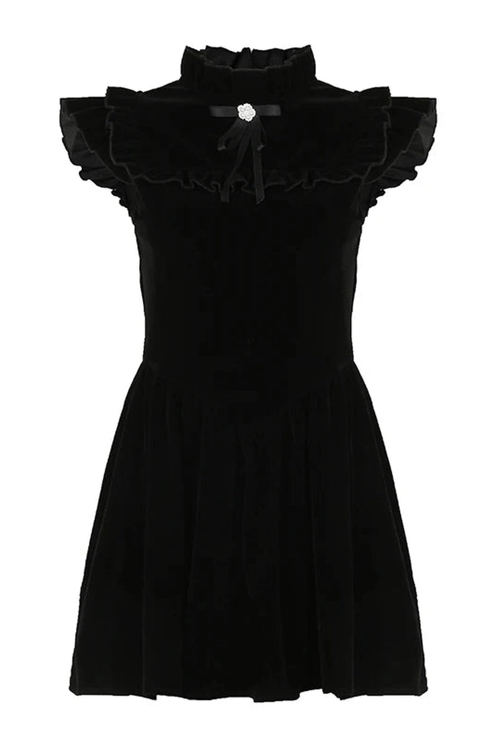 Y2K Velvet Ruffle Mini Dress - Trendy 2000s Style for Modern Fashionistas