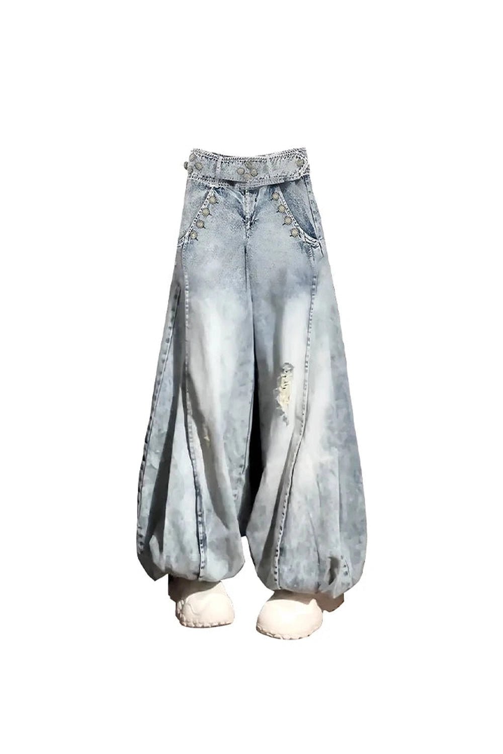 Y2K Vintage Balloon Wide-Leg Jeans - Retro 2000s Fashion Statement