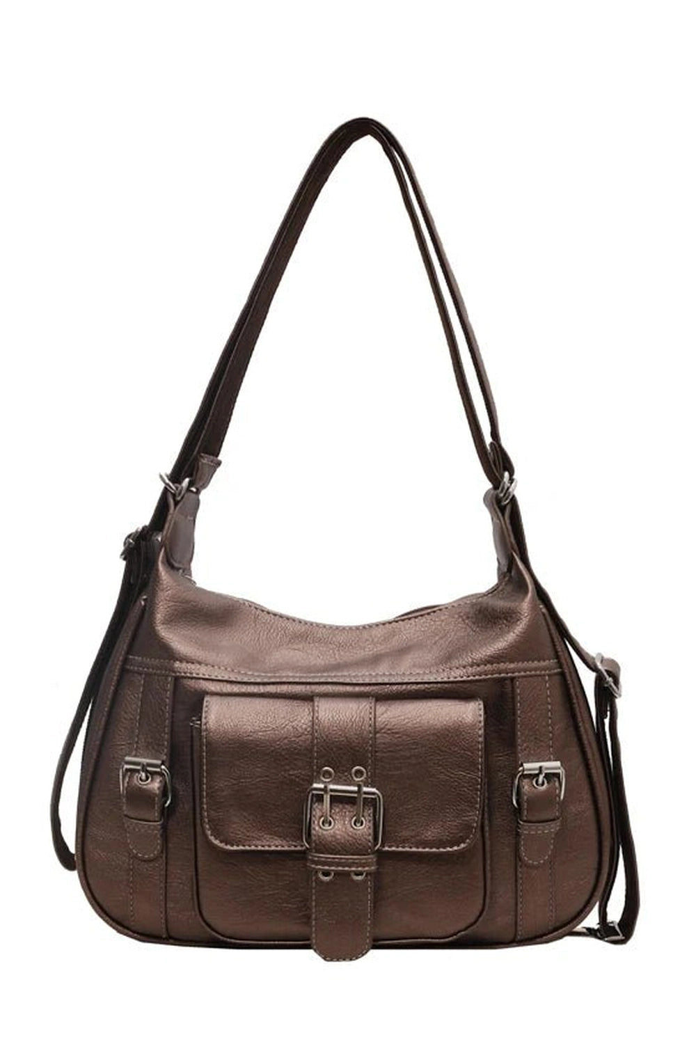 Y2K Vintage Buckled Satchel Bag - Trendy 2000s Fashion Accessory