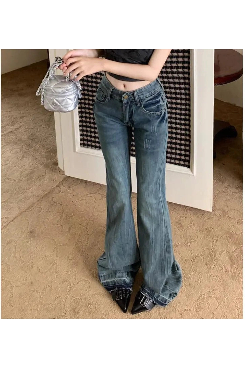 Y2K Vintage Flare Denim Jeans - Retro 2000s Fashion Statement Piece