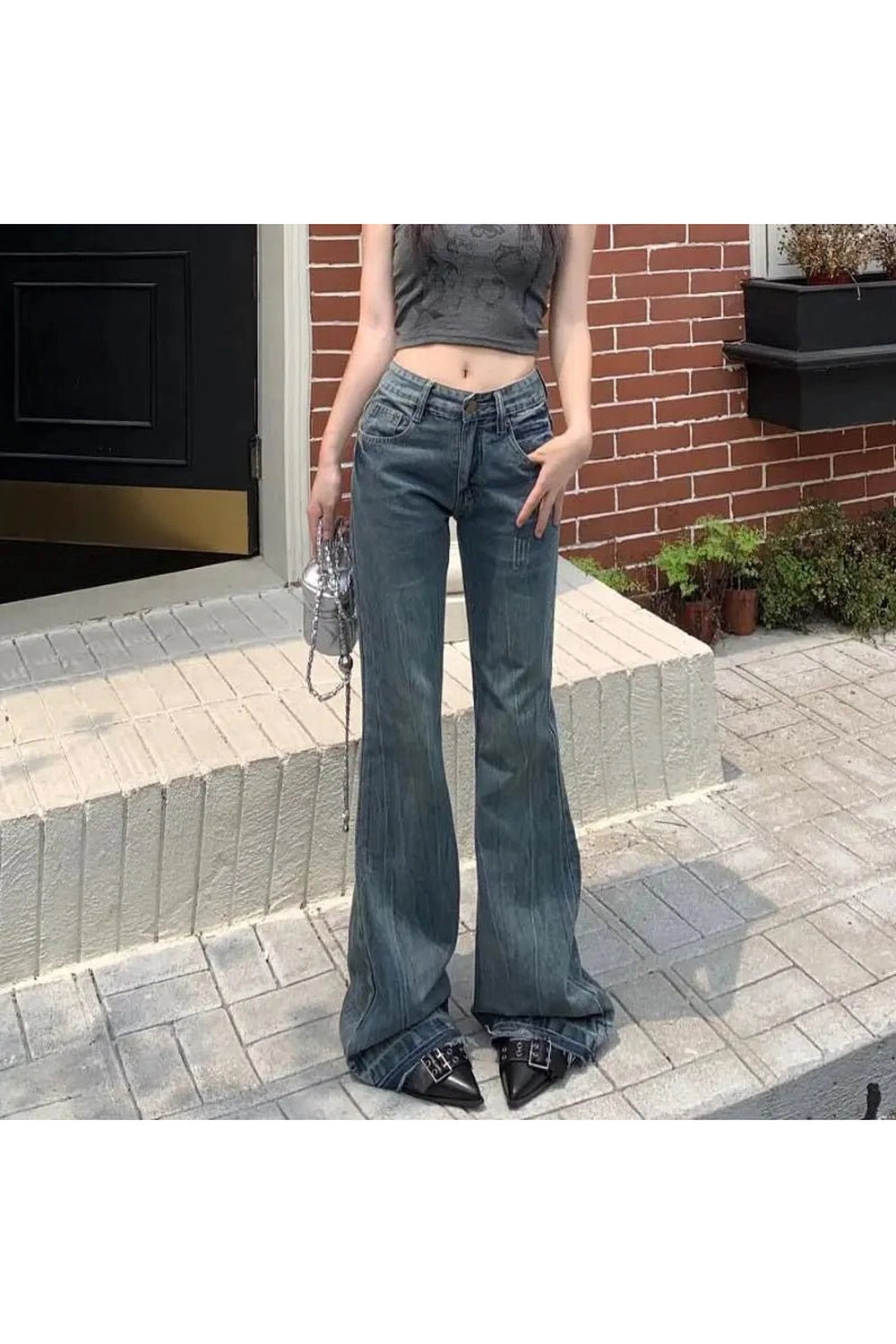 Y2K Vintage Flare Denim Jeans - Retro 2000s Fashion Statement Piece